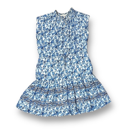 Rebecca Taylor Aimee Floral Silk Mini Shirt Dress Blue White Size 0 - Picture 3 of 12